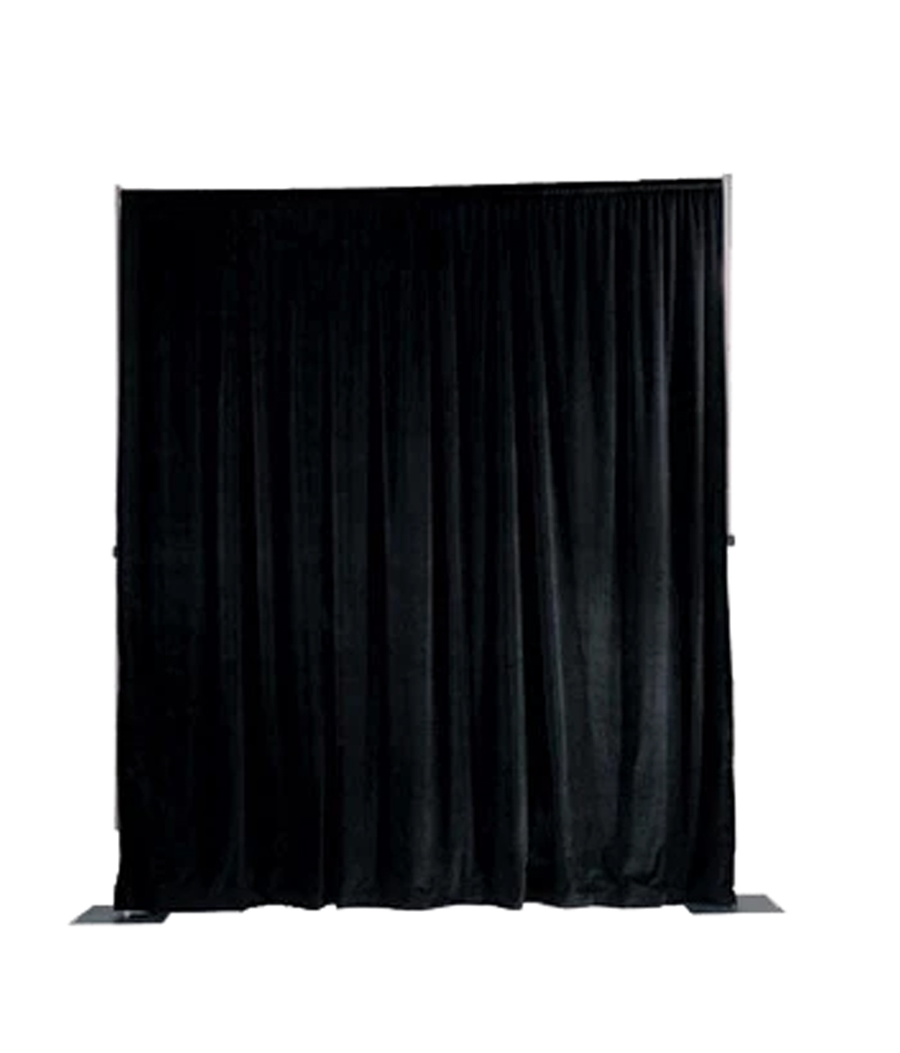 Pipe & Drape Curtains – OPAQUE BLACK VELOUR – Location Celefete 450-688-5003